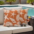 thumbnail image 4 of Orange Starfish Coastal Outdoor Waterproof Pillow Covers, Shell Coral Summer Beach Nautical Ocean Decorative Square Throw Pillowcase Sofa Cushion Sham for Patio/Couch/Chair, 18"x18" 2 Pack, 4 of 8