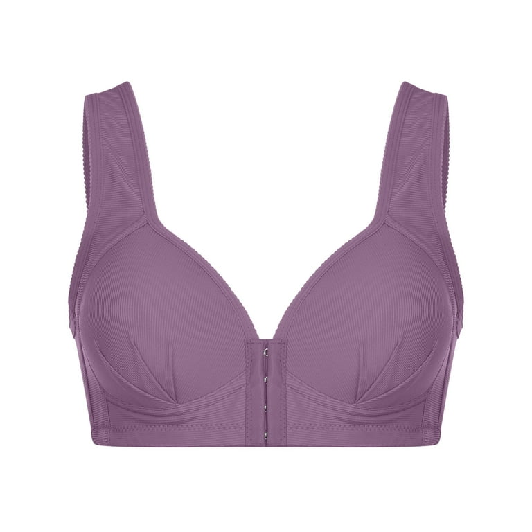 DORKASM Front Closure Bras Push Up Padded High Support Plus Size Front  Closure Bra Purple M
