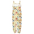 thumbnail image 4 of Tfken Girls Jumpsuit Sleeveless Summer Graphic Comfy Casual Jumpsuit Daily Wear Soft Kids Classic Clothes Size 5-6 Years Yellow, 4 of 4