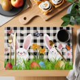 thumbnail image 2 of Easter Bunny Placemats Set of 6, Spring Easter Eggs Floral White Black Plaid Placemats for Dining Table, Place Mats for Kitchen Tabletop, Waterproof Wipeable Dining Table Mats Set, 2 of 9