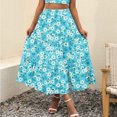 thumbnail image 2 of Women's Summer Sexy Casual Dress Floral Print Beach Long Skirts Boho Elastic High Waist Pleated A-Line Flowy Swing Ruffled Tiered Maxi Skirts, 2 of 8
