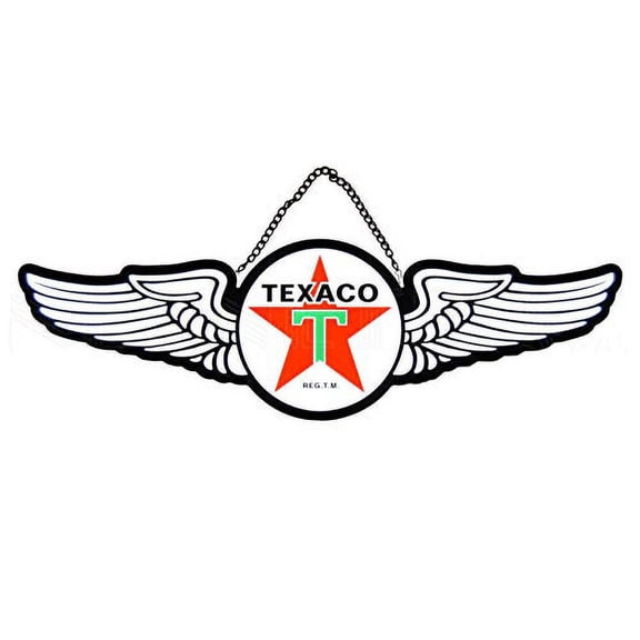 Texaco Wings Ultra Slim Led Wall Light Sign - Red, Green, Black and White Logo with White LED Lights, Measures 31 inch by 8 inch by 3/8 inch Thick - 7LEDTX