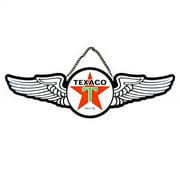 Texaco Wings Ultra Slim Led Wall Light Sign - Red, Green, Black and White Logo with White LED Lights, Measures 31 inch by 8 inch by 3/8 inch Thick - 7LEDTX