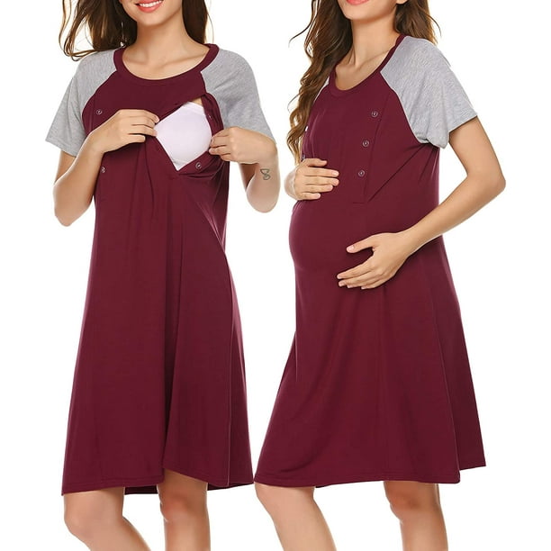 Women Maternity Sleeveless Dress Nursing Nightgown Pregnancy Gown for  Breastfeeding 