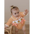 thumbnail image 6 of BemeyourBBs Baby Girl Halloween Bodysuit Long Sleeve Candy Corn Embroidery Romper, 6 of 9