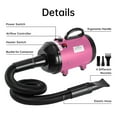 thumbnail image 2 of Dog Blower Pet Hair Dryer with Adjustable Speed Temperature, Pet Hair Grooming Blower Blaster with Strong Power,Equipped with 7 Nozzles,Powerful Drive,Pink, 2 of 7