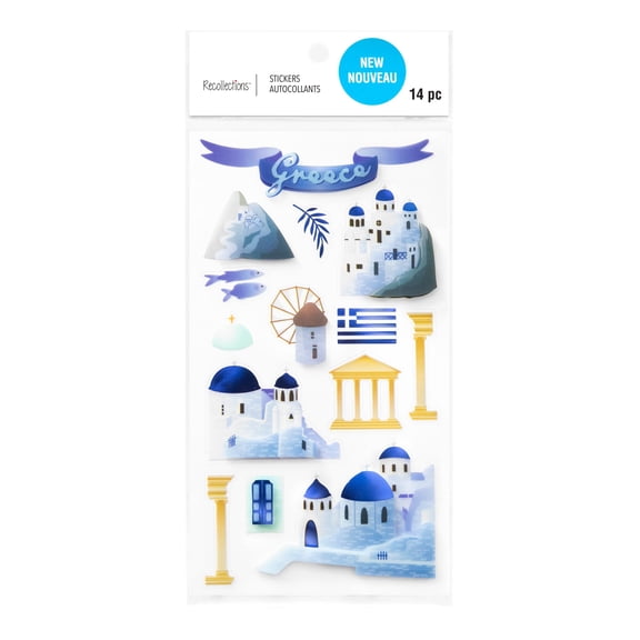 Recollections Greece Dimensional Stickers, 12 Pack