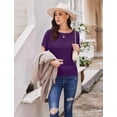 thumbnail image 4 of Weardear Womens Ruched Tops Dolman Short Sleeve Shirts Casual T Shirts Boat Neck Summer Off Shoulder Batwing Tops, 4 of 6