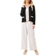 thumbnail image 2 of Suéter de cardigan de botón para mujer INSPIRE CHIC, cuello redondo, con ribete en contraste, de manga larga, tejido acanalado, talla XL, negro, 2 of 5