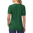 thumbnail image 3 of Short Sleeved Women Crewneck Casual Half Zipper Blouse, 3 of 3