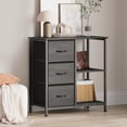 thumbnail image 3 of Modern 3-Drawer Fabric File Cabinet with Printer Stand – 2 Open Storage Shelves – Under Desk Organizer for Home Office or Bedroom – Sturdy Steel Frame – Black, 3 of 8