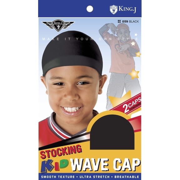 M M KING J KIDS STOCKING WAVE CAP #059 BLACK