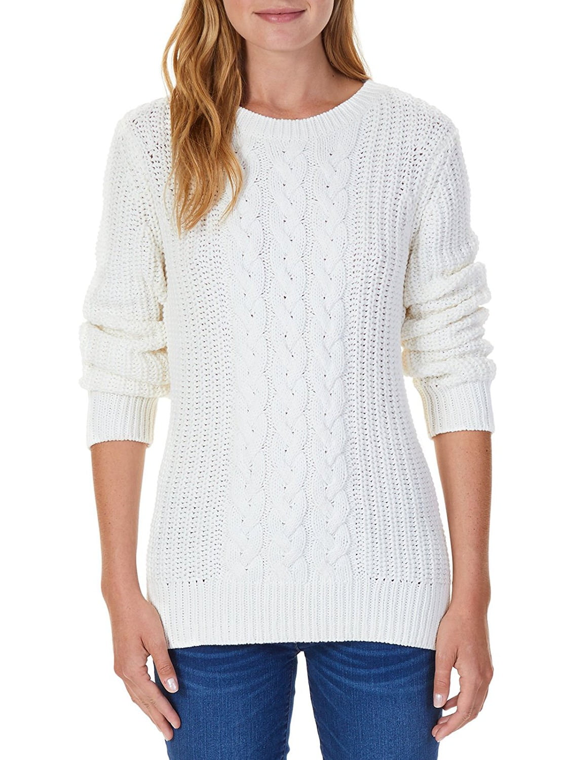 Nautica Womenâ€™s Triple Cable Knit Tunic Sweater (Marshmallow, XX ...