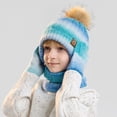 thumbnail image 4 of Lispipm Kids Winter Hat Gloves Scarf Set Knit Thick Fleece Bean1e Outdoor Neck Warmer and Mittens Gifts for Children Christmas Blue, 4 of 5