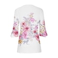 thumbnail image 4 of Camisetas con Cuello en V Mujeres Moda Impresa 3/4 Mangas Blusa, Top Cómodo Casual para el Hogar Y Diario, 4 of 5