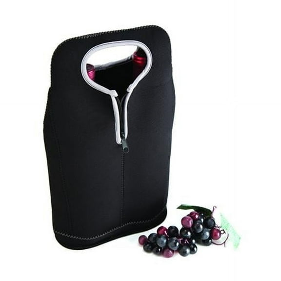 Neoprene Two-Bottle Wine Carrier - Black