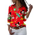 thumbnail image 1 of Blusa de manga larga con cuello en V para mujer, camisa informal de Mickey y Minnie de Disney, colección navideña, moda de otoño, Y2k, 1 of 5