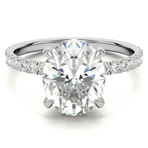 2.0CT Oval Lab Grown Diamond Ring, IGI Certified Main Diamond, CVD Diamond Ring Gift for Her