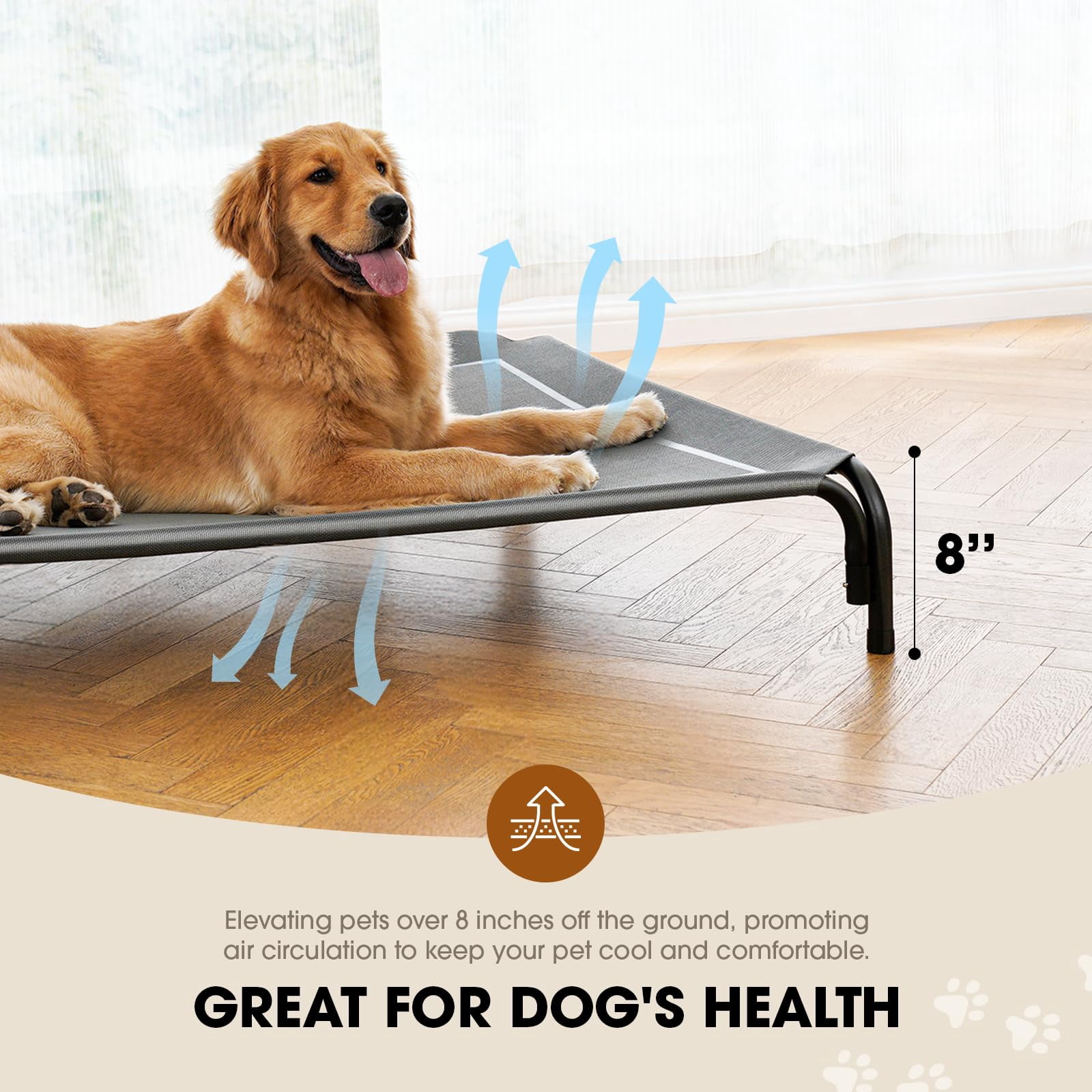 Elevated Dog Bed  Raised Outdoor For Large Sized Dogs Portable Pet With Breathable & Washable Mesh Indoor Hammock Skid-resistant Feet.