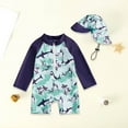thumbnail image 2 of Yindaity Toddler Boy Swimsuit One Piece Baby Boys UPF 50+ Sun Protection One Piece Rashguard Swimsuit with Sun Hat(Green,18-24 Months), 2 of 4