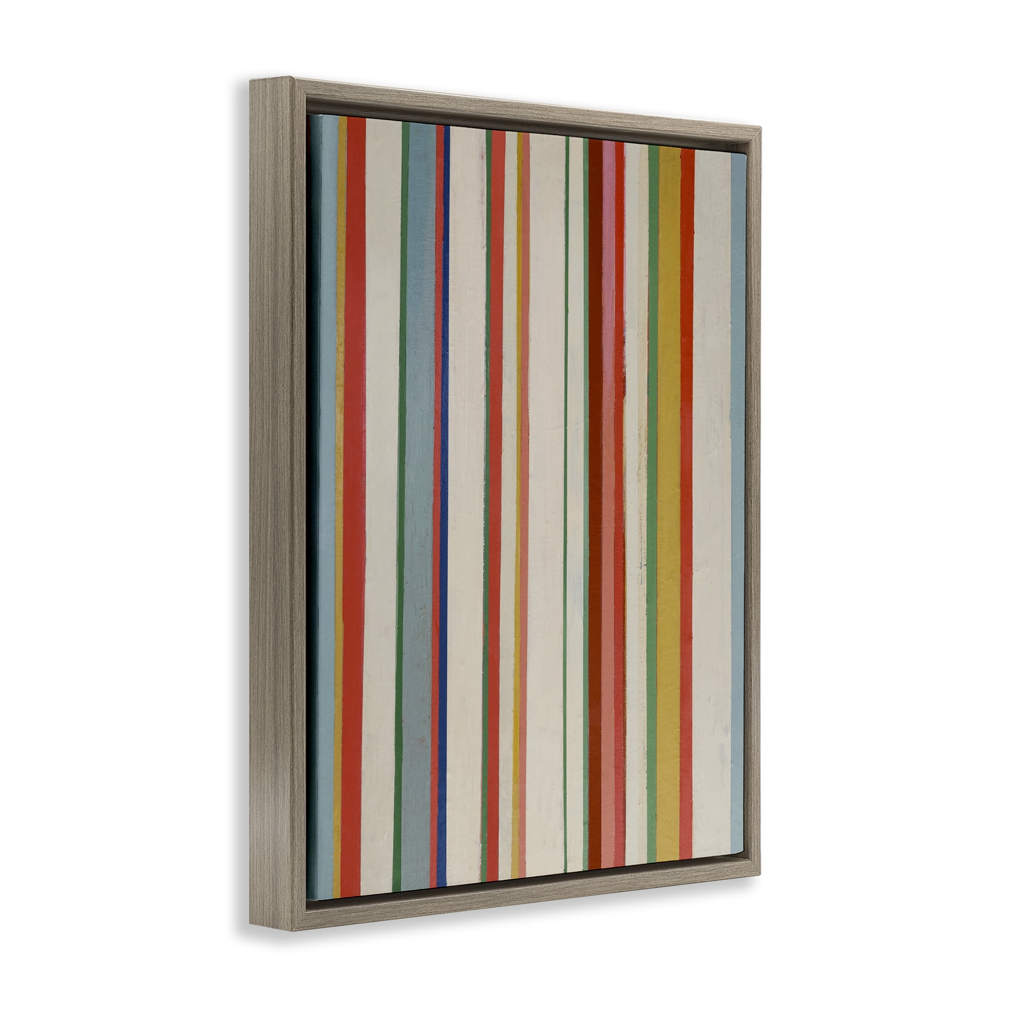 Stupell Industries Linear Rustic Stripes Abstract Painting Brown Floater Framed Canvas Art Print Wall Art, 17 x 21