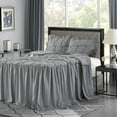 thumbnail image 5 of MallenHome Pintuck Ruffle Skirt Quilt/Bedspread/Coverlet Set Gray Color King Size, 5 of 6