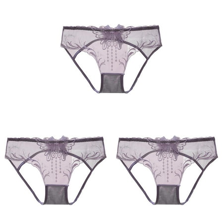 Breathable Women Panties Plus Size Boxes Lace Hollow Out and Silk Thong Plus Size Raise The Pure Brief Womens Fitness Underwear Panties Candy PantiesD (3Packs)