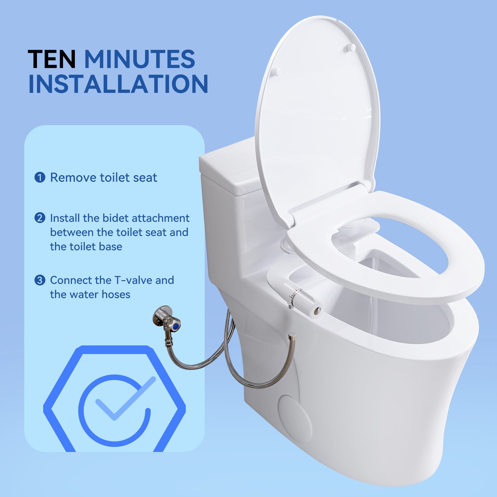 HOROW Ultra-Slim Bidet, Non-Electric Dual Nozzle Feminine Wash Fresh Water Sprayer, Adjustable Water Pressure, Bidet for Toilet Seat Attachment, Stainless Steel Inlet Badays