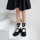 thumbnail image 4 of Calcetines japoneses de estilo Lolita con volantes y volantes para mujer, medias de tubo medio de algodón acanaladas para estudiantes, Harajuku ahuecadas, estilo Kawaii, con lazo,, 4 of 5