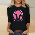 thumbnail image 2 of EQWLJWE Womens 3/4 Length Sleeve Tops Easter Shirts Casual Round Neck Loose Bunny Ear Eggs Graphic T-Shirt Summer Pullover Blouses for Beach Pool Short Trip(Black,S), 2 of 4