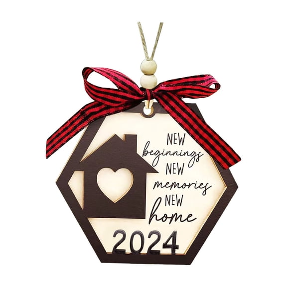 Tkrady Christmas Tree Decoration, House Warming Gifts New Home Ornament Wood 2024, First Christmas in Our New Home Ornament 2024, 1st Christmas in New Home Gift Ideas for Women Men Couple