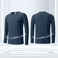 thumbnail image 2 of Yaoyar Men's Solid Casual Long Sleeved Round Neck Breathable T-shirt Sports And Fitness Top Big and Tall Crewneck Sweatshirts Sports Tees,Navy,2XL, 2 of 2