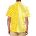 thumbnail image 3 of Unique Bargains Men's Summer Stripe Polka Dots Short Sleeves Button Patchwork Shirt XL Yellow White, 3 of 6