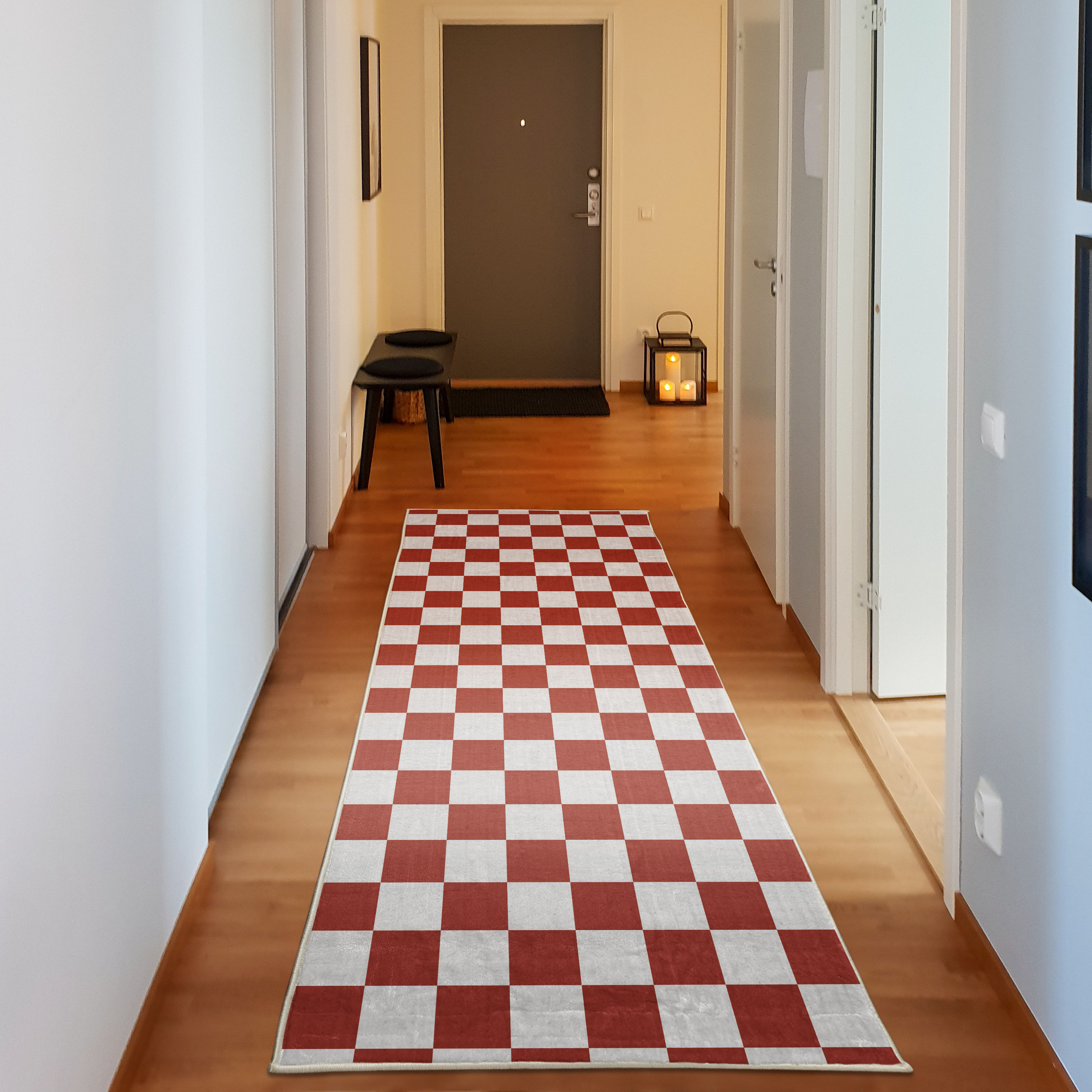 Checkers Game Decorative Rug, Geometric Grid Style Monochrome Squares ...
