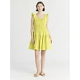 thumbnail image 3 of Free Assembly Women's and Women’s Plus Smocked Cotton Mini Dress with Flutter Sleeves, Sizes XS-4X, 3 of 4