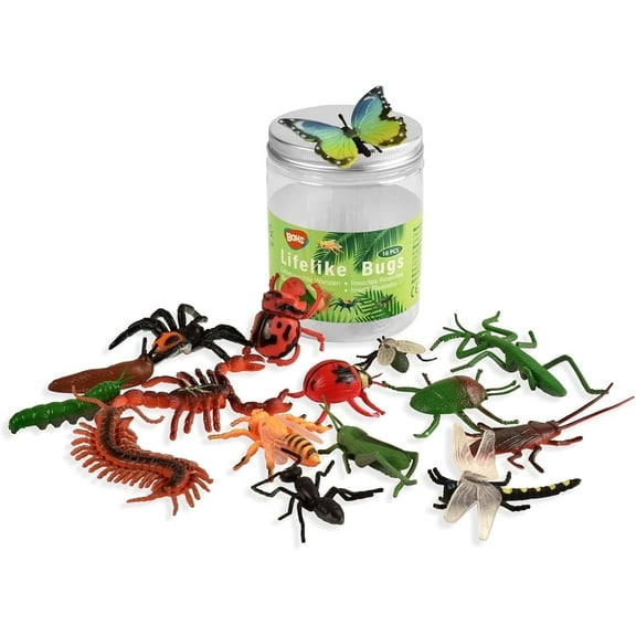 BOHS Bug Play Figures, Realistic Insect Toys for Educational Projects - 16 Pcs, 2-3 Inch in Length - Perfect Party Favors, Birthday Cake Stand