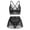 Black, variant on Lace Lingerie for Women 3 Piece Naughty Lingerie Deep V Wireless Bra Mesh Mini Skirt with G-String Crotchless Sleepwear Outfits Set L Red