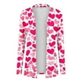 thumbnail image 3 of YueHuiYing Heart Sweater For Women Mid-Length Valentines Open Front Cardigan Plus Size Casual Long Sleeve Knitted Outfits, 3 of 4