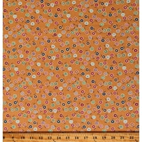 Cotton Bee Dots Flowers Floral Plants Leaves Stems on Marigold Cotton Fabric Print by the Yard (C14161-MARIGOLD)