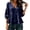 Navy, variant on Loopsun Womens 3/4 Sleeve Fall Tops Fashion Solid V Neck Ruffle Puff Sleeve Shirt