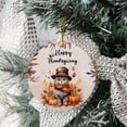 thumbnail image 3 of Happy Thanksgiving British Shorthair Welcome Thankful Fall Autumn Pumpkin Ceramic Round Ornament Cat Lover Kitten Owner Gifts Home Tree Decor - 02021, 3 of 5