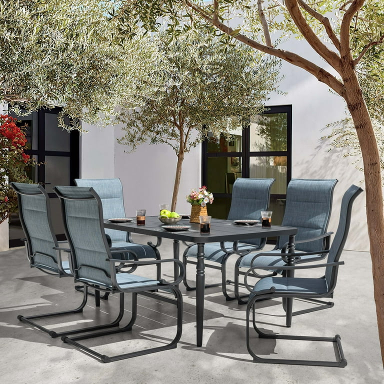 Nuu Garden Outdoor 7-Piece Patio Dining Set, Padded Textilene C