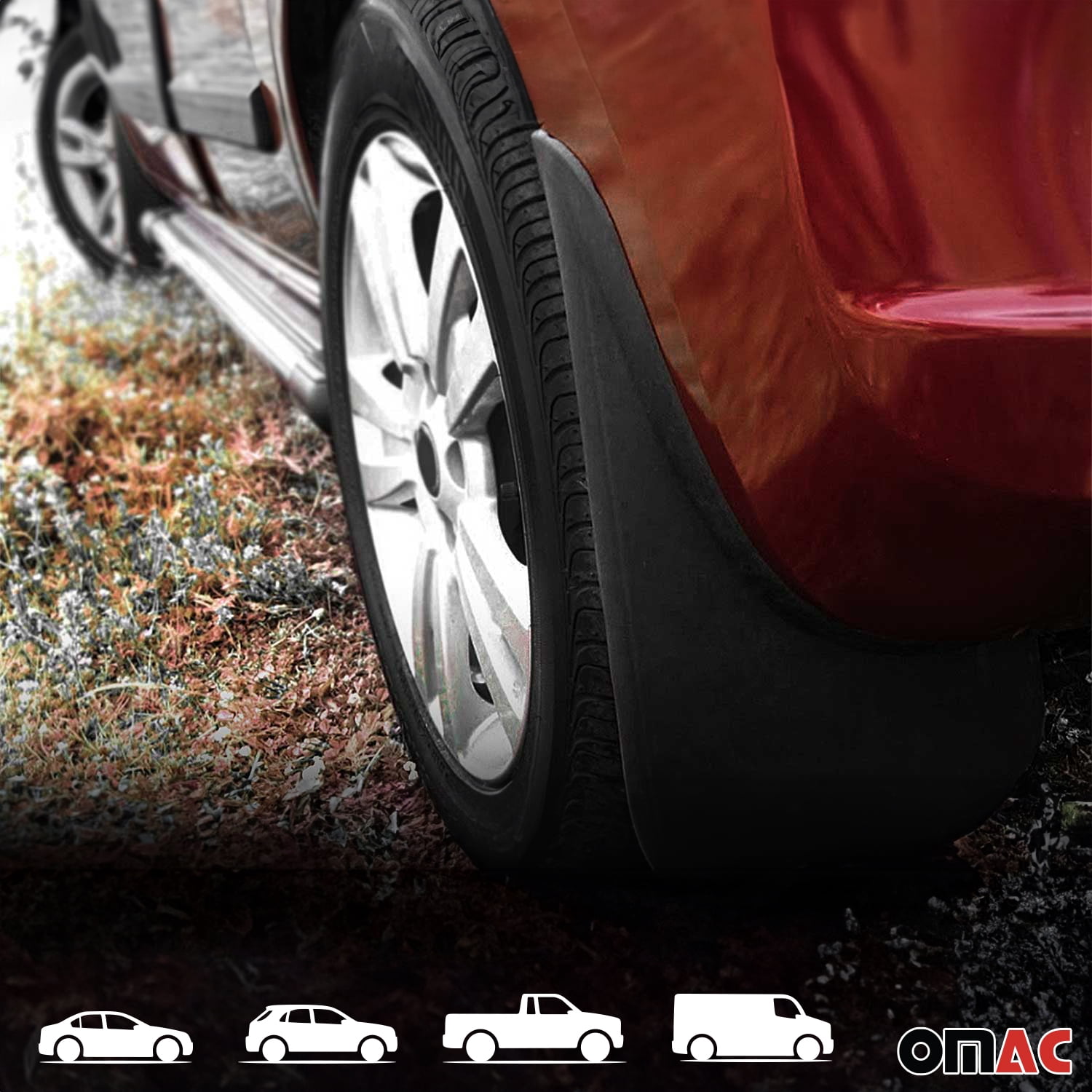 OMAC Mud Guards Splash Mud Flaps for Mercedes GL Class X164 2007-2012 ABS Black 2Pcs