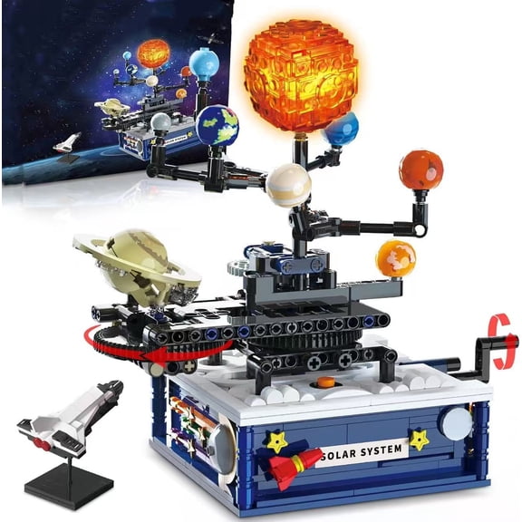 Solar System Building Sets with Light - Rotatable Space Exploration Building Toys with 9 Planets & Rocket Sets Science Astronomy Educational Gifts for Boys Girls Age 6  Years Old Kids(775 PCS)