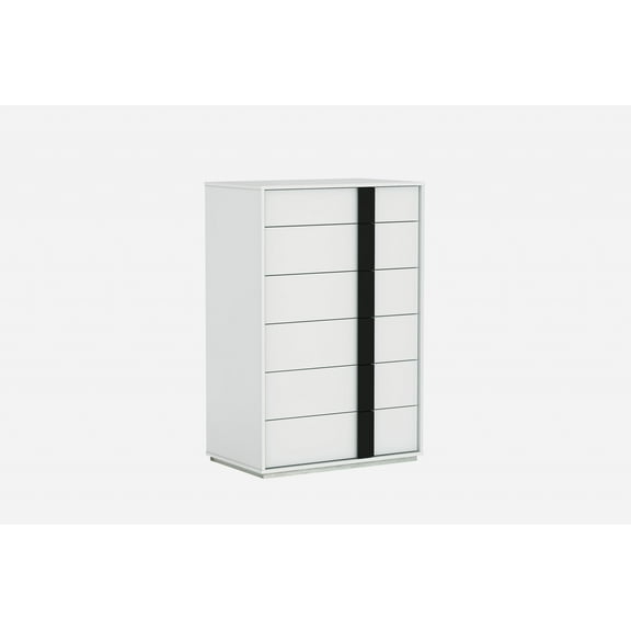 31" X 19" X 47" Gloss White Stainless Steel Drawer Chest