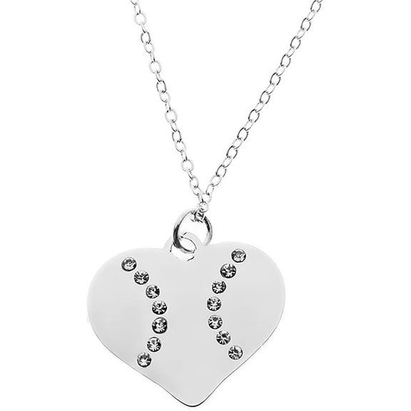 The Sportybella Softball Necklace - Softball Jewelry - I Love Softball Heart Pendant - Perfect Softball Player Gifts