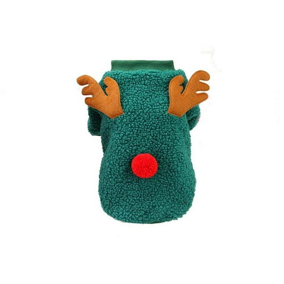 New Year Warm For Small Dogs Cats Christmas Chihuahua Yorkie Shih Tzu Pug Pet Supplies Dog Sweater Pet Clothing Dog Costume Coat M CHRISTMAS FAWN GREEN