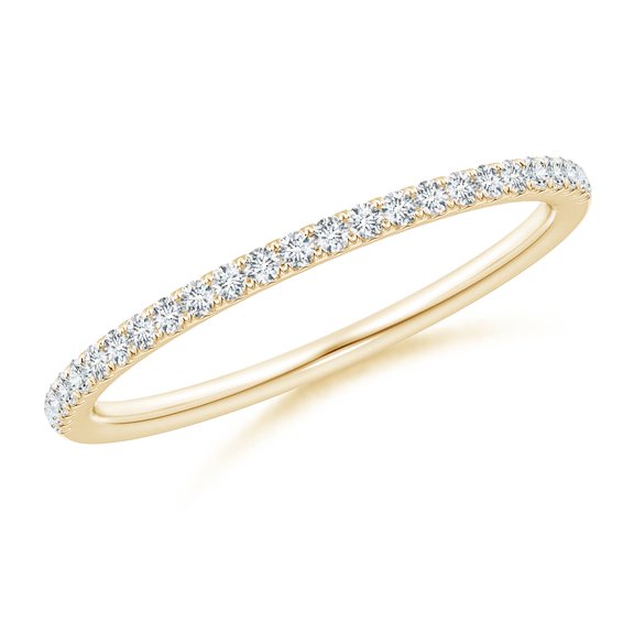 ANGARA Lab Grown Pave-Set Diamond Half Eternity Wedding Ring for Women in 14K Yellow Gold (Size-1.1mm | 0.15 ct) | April Birthstone Jewelry for Her | Lab-Grown Diamond Engagement Rings