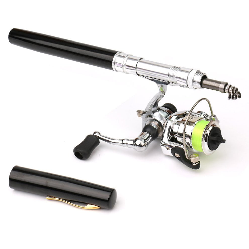 Mini Pen Type Fishing Rod Telescopic Fishing Pole with Metal Fishing Reel EC GH 