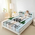 thumbnail image 4 of Feelyou Adventure Camping Kids Queen Sheet Sets, Rustic Wooden Plank Flat Sheet, Countryside Style Queen Fitted Sheet, Lightweight Room Decor, 4-Piece, 4 of 7